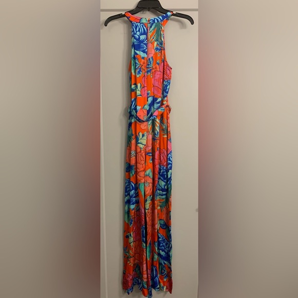 Farm Rio x Anthropologie Floral Printed Halter Wide Leg Jumpsuit size XS - Picture 10 of 15